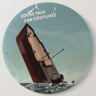 Loose Talk Cost Lives WW2 Poster Pinback Button