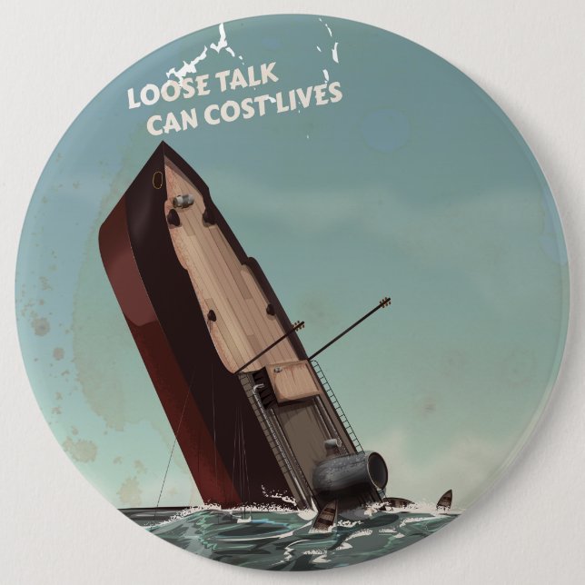 Loose Talk Cost Lives WW2 Poster Pinback Button (Front)