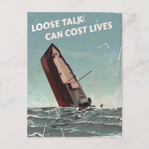 Loose Talk Cost Lives WW2 Poster Postcard