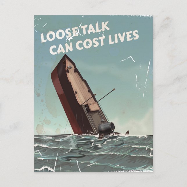 Loose Talk Cost Lives WW2 Poster Postcard (Front)