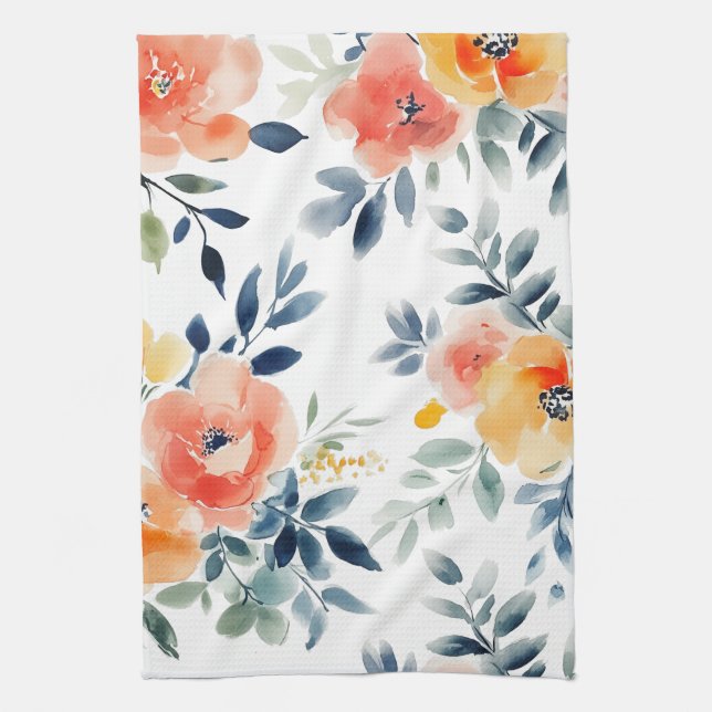 Loose Watercolor Blooms Elegant  Kitchen Towel (Vertical)
