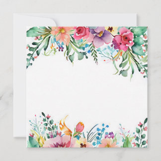 Loose Watercolor Flowers Wedding Birthday Bright Thank You Card