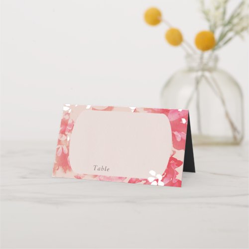 Loose Watercolor Pink Floral Blush Coral Wedding Place Card