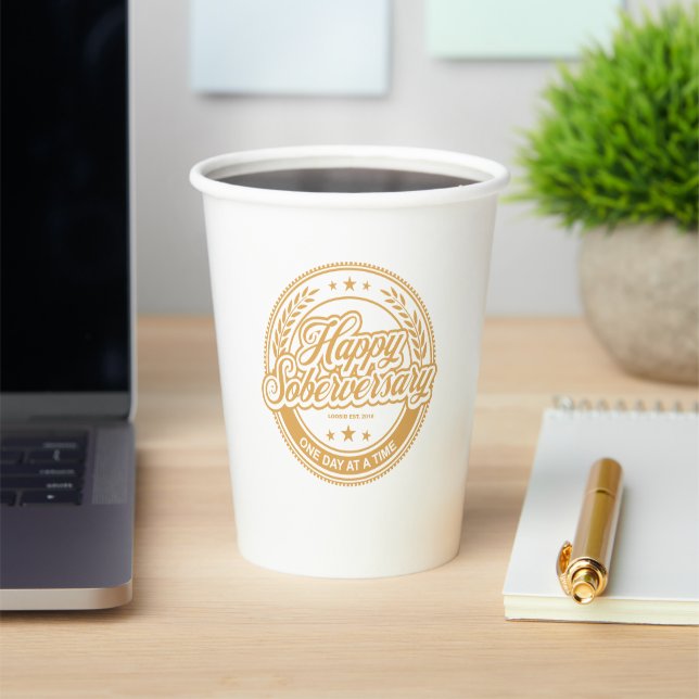 Loosid Soberversary Gold Paper Cup (Insitu)