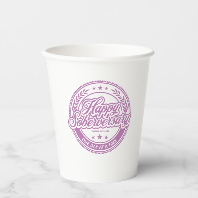  Loosid Soberversary Pink Paper Cup (Front)