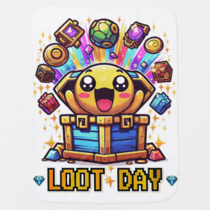 Loot Day Gaming Treasure Chest Graphic Baby Blanket