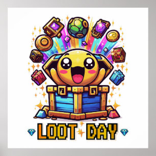 Loot Day Gaming Treasure Chest Graphic Poster