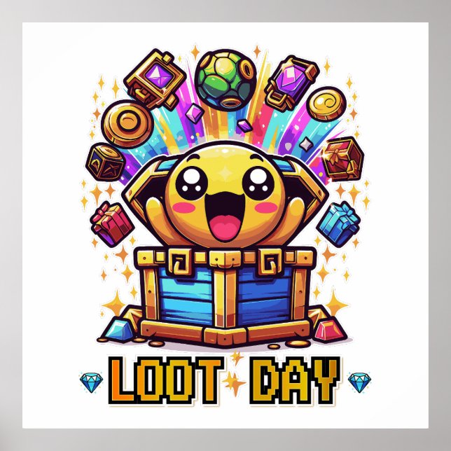 Loot Day Gaming Treasure Chest Graphic Poster (Front)