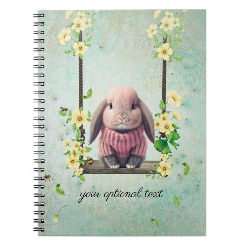 Lop Ear Bunny Swinging Flower Vine Notebook