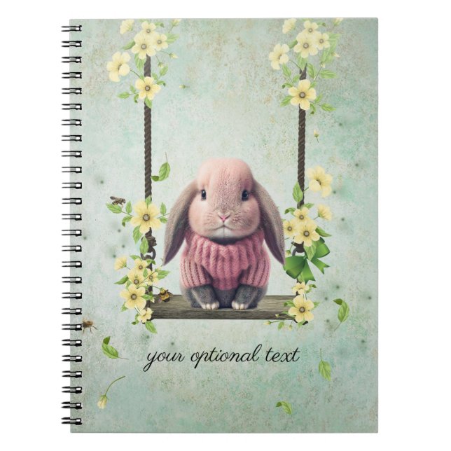 Lop Ear Bunny Swinging Flower Vine Notebook (Front)