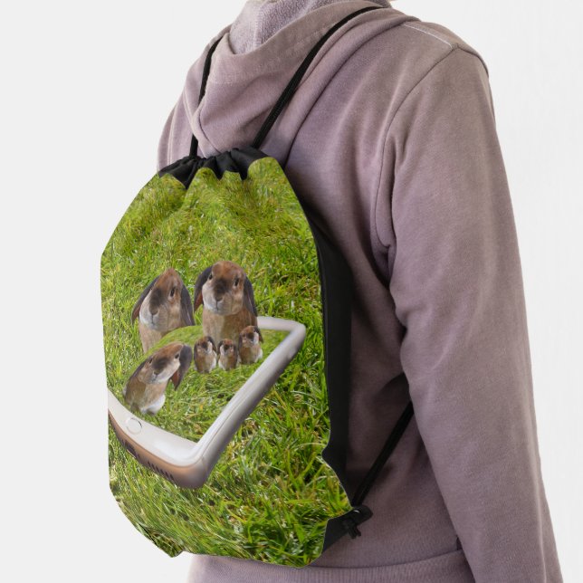 Lop Eared Bunny Rabbit Family,  Drawstring Bag (Insitu)