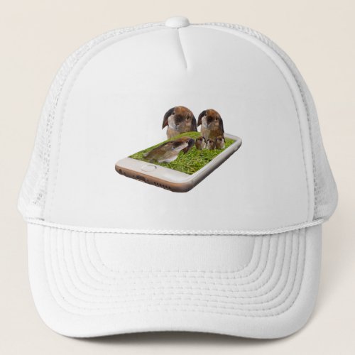 Lop Eared Bunny Rabbit Family Tech Swavy Trucker Hat