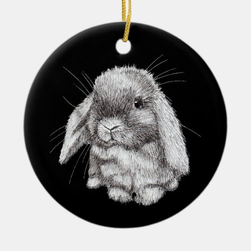 Lop Eared Bunny Rabbit Sketch Mens Womens Children Ceramic Ornament