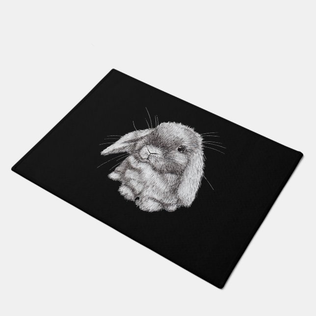 Lop Eared Bunny Rabbit Sketch Mens Womens Children Doormat (Angled)
