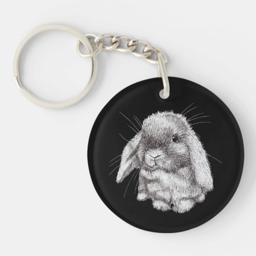 Lop Eared Bunny Rabbit Sketch Mens Womens Children Keychain