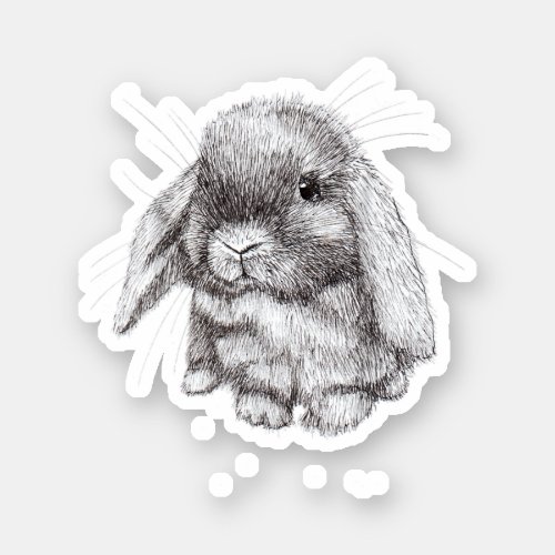 Lop Eared Bunny Rabbit Sketch Mens Womens Children Sticker