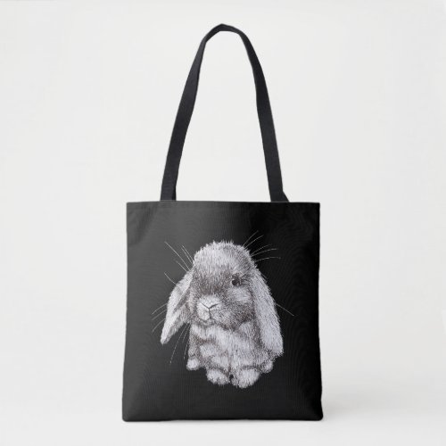 Lop Eared Bunny Rabbit Sketch Mens Womens Children Tote Bag