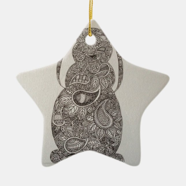 Lop eared rabbit design ceramic ornament (Front)