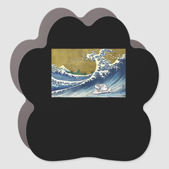 Lop Rabbit Is Surfing | Cute Bunny Rabbit Lover Car Magnet (Front)