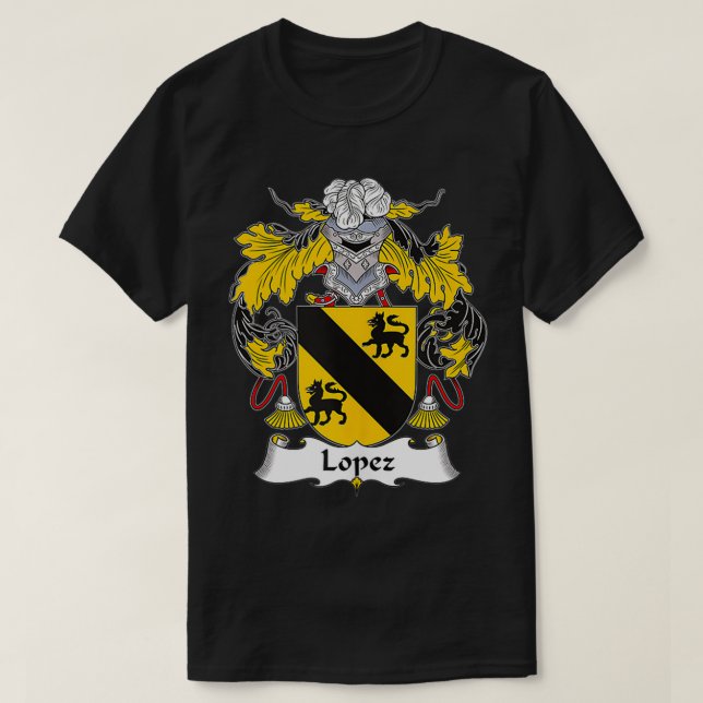 Lopez Coat of Arms  Family Crest  T-Shirt (Design Front)