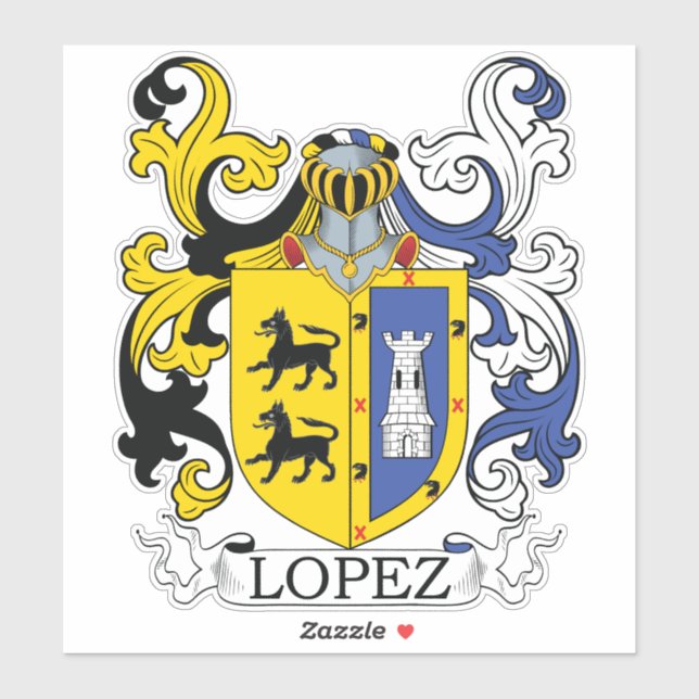 Lopez Family Crest Sticker (Sheet)