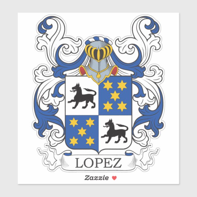 Lopez Family Crest Sticker (Sheet)