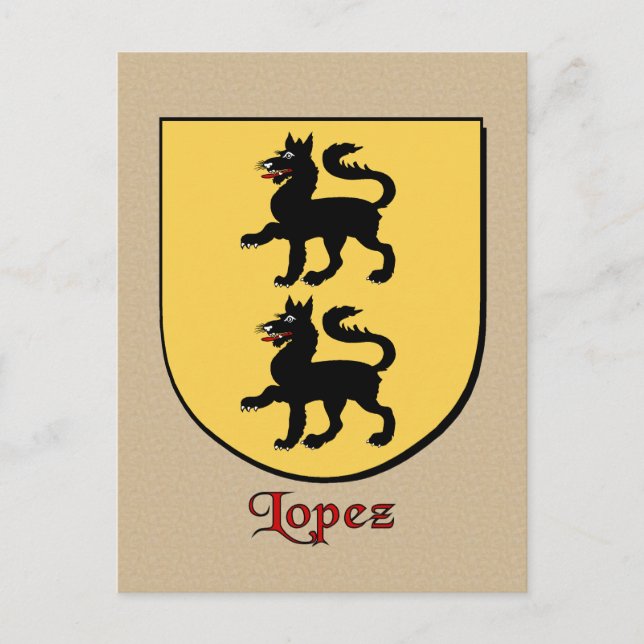 Lopez Family Heraldic Shield Postcard (Front)