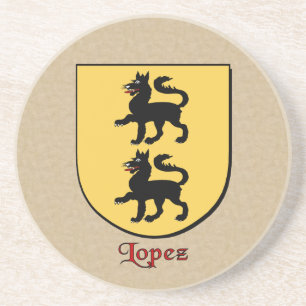 Lopez Heraldic Shield Drink Coaster
