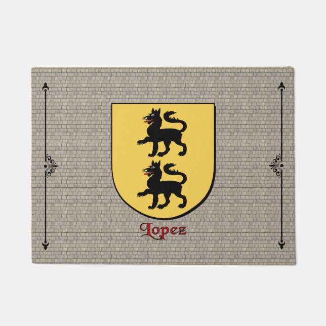 Lopez Historical Shield on Cobblestone Doormat (Front)