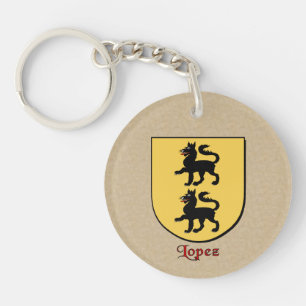 Lopez Historical Shield with Flag of Mexico Keychain
