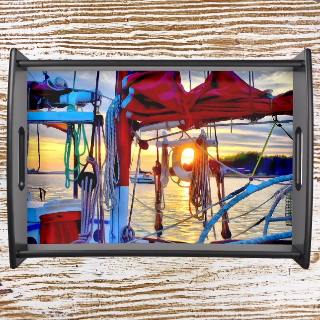 Lopez Island Sunset on Sailboats Serving Tray (Creator Uploaded)