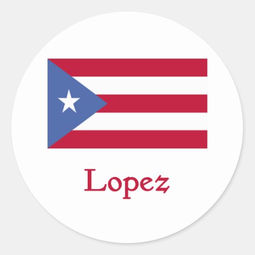 Lopez Puerto Rican Flag Classic Round Sticker