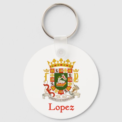 Lopez Shield of Puerto Rico Keychain