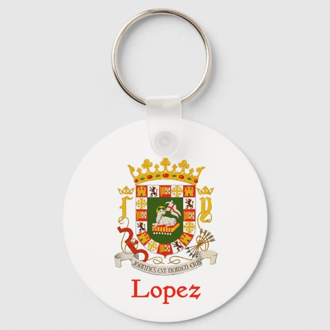 Lopez Shield of Puerto Rico Keychain (Front)