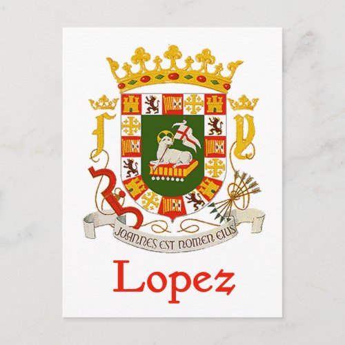 Lopez Shield of Puerto Rico Postcard