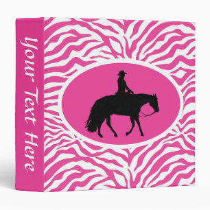 Loping Black Western Pleasure Horse Silhouette 3 Ring Binder