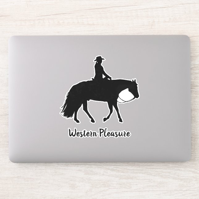 Loping Black Western Pleasure Horse Silhouette Sticker (Computer)