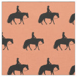Loping Black Western Pleasure Horse Silhouettes Fabric