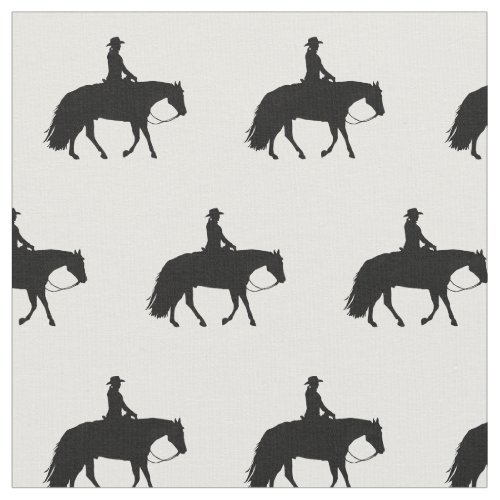Loping Black Western Pleasure Horse Silhouettes Fabric