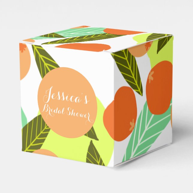 Loquat Fruit Pattern Bridal Shower Peach   Favor Boxes (Front Side)