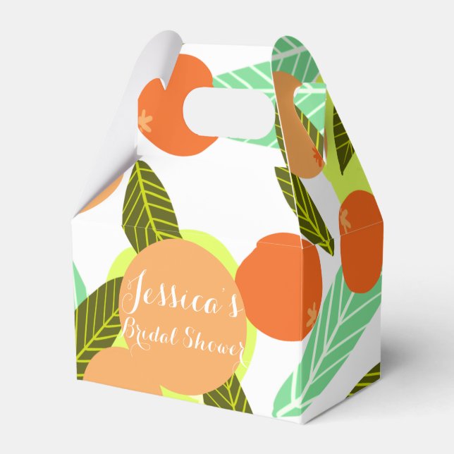 Loquat Fruit Pattern Bridal Shower Peach  Favor Boxes (Front Side)