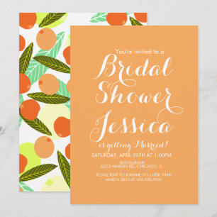 Loquat Fruit Pattern Bridal Shower Peach Invitation