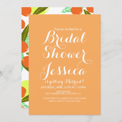 Loquat Fruit Pattern Bridal Shower Peach Invitation