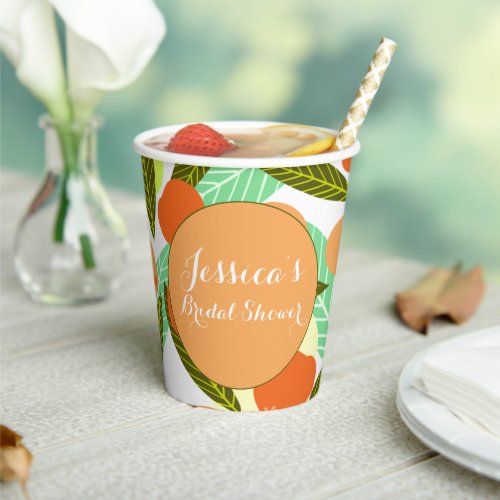 Loquat Fruit Pattern Bridal Shower Peach  Paper Cups