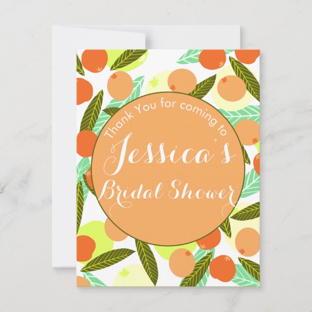 Loquat Fruit Pattern Bridal Shower Peach Thank You RSVP Card (Front)