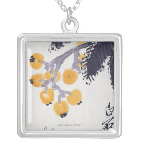 Loquats and a Grasshopper Silver Plated Necklace