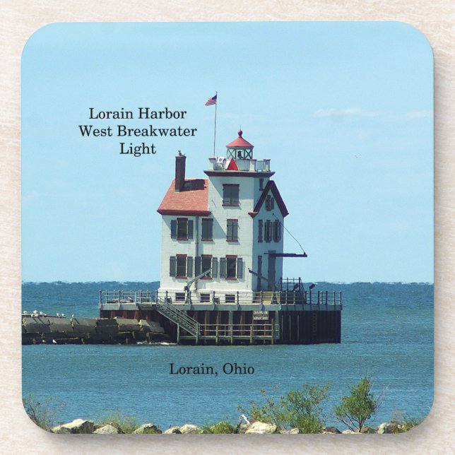 Lorain Harbor West Bkw Light 6 plastic coasters (Front)
