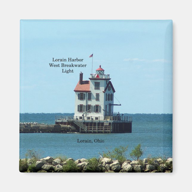 Lorain Harbor West Breakwater Light manget Magnet (Front)