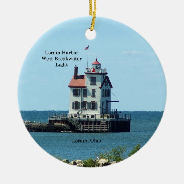 Lorain Harbor West Breakwater Light ornament (Front)