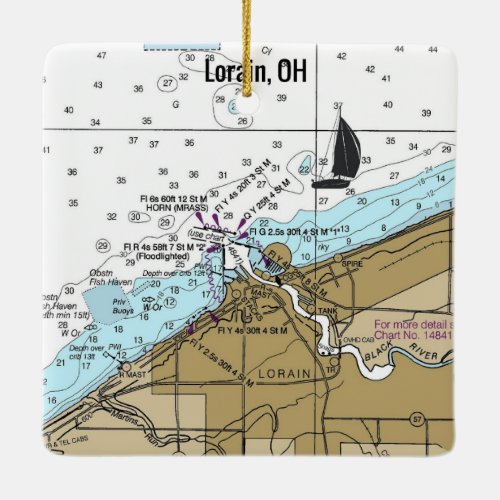 Lorain Ohio Nautical Chart Ceramic Ornament